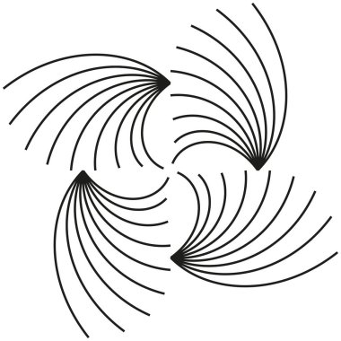 Spiral girdap çizgisi deseni. Soyut kavisli tasarım. Vektör akış hareketi. Siyah beyaz geometri. EPS 10.