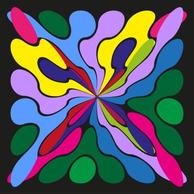 Soyut renkli şekiller. Geometrik desen tasarımı. Vektör sanatsal kompozisyon. Canlı renk elementleri. EPS 10.