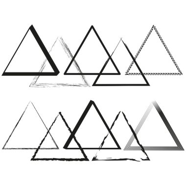 Üçgen çizgili ikon. Şeffaf şekil şekli. Geometrik yığın formu. Vektör soyut taslak. EPS 10.