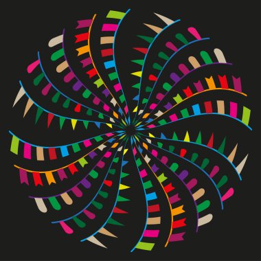 Çok renkli mandala tasarımı. Canlı kaleydoskop deseni. Vektör radyal süsü. Gökkuşağı geometrik dairesi. EPS 10.