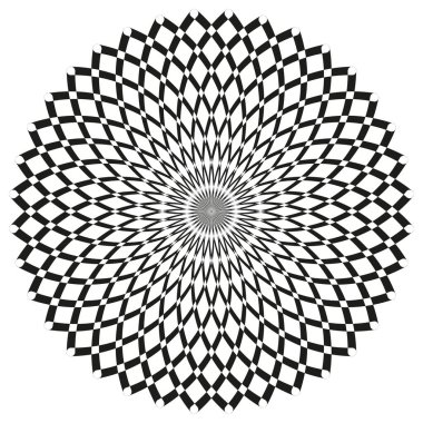 Siyah mandala deseni. Karmaşık simetrik tasarım. Hipnotik eşmerkezli çizgiler. Ruhsal sanat eserleri. EPS 10.