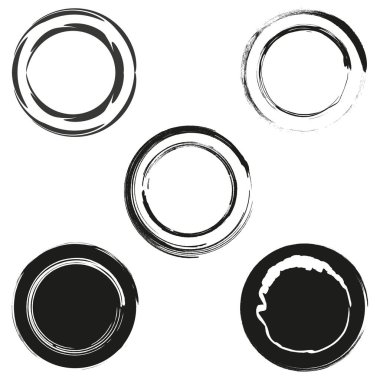 Dairesel ikon silueti. Yuvarlak, kalın semboller. Karanlık vektör halkası. Siyah şekilli tasarım. EPS 10.