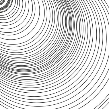 Dairesel çizgi hareketi. Siyah eşmerkezli hat. Vektör sarmal formu. Beyaz arka plan derinliği. EPS 10.