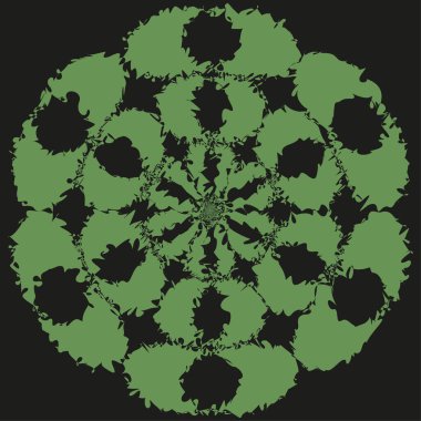 Yeşil soyut çiçek. Organik doğa sembolü. Koyu yeşil desenli. Vektör çiçek çizimi. EPS 10.