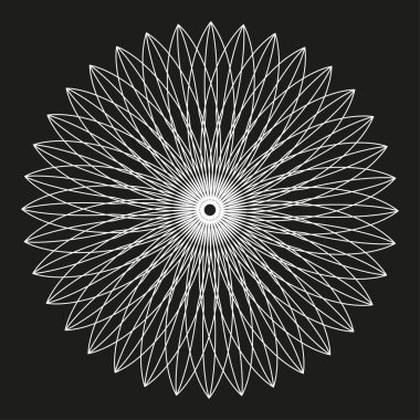 Geometrik rosette şekli. Parlak çizgi sembolü. Soyut çiçek deseni. Vektör karanlık form. EPS 10.