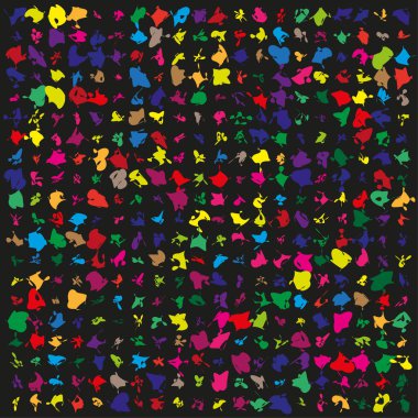 Renkli lekeler simgesi. Soyut dijital doku. Boya sıçrama vektörü. Parlak desen. EPS 10.