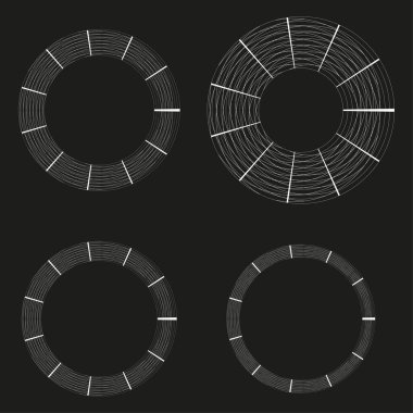 Radyal dişli deseni. Dairesel segmentli tekerlek. Karanlık soyut vektör. Mekanik halka şekli. EPS 10.
