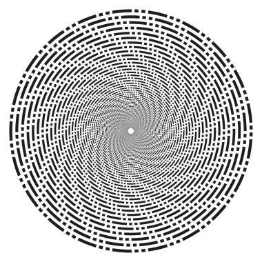 Döndürme üçgeni şekli. Döndürme vektör formu. Soyut spiral desen. Siyah beyaz illüzyonu. EPS 10.