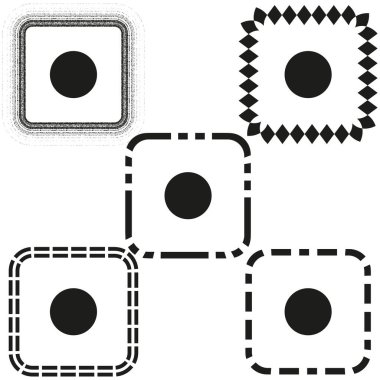 Şekil verilmiş kare simgesi. Soyut şekil sembolü. Izgara ögesi ayarlandı. Vektör dekorasyon formu. EPS 10.