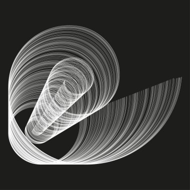 Gri spiral kabuk. Bükülmüş bobin tasarımı. Vektör eğrisi. Tek renkli girdap deseni. EPS 10.