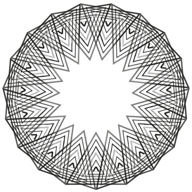 Karmaşık yıldız deseni. Radyal simetrik süs. Karmaşık geometrik şekil. Vektör soyut tasarımı. EPS 10.