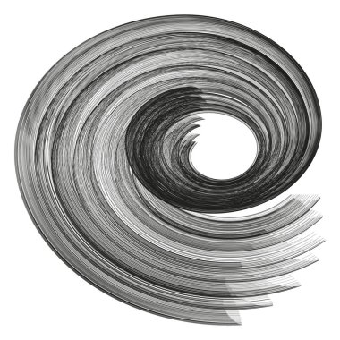 Spiral girdap tasarımı. Dönen hareketler. Vektör girdabı şeklinde. Gri tonlama dönüş etkisi. EPS 10.