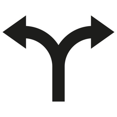 Dönüş simgesini böl. Sol sağ tarafta. Kara ok vektörü. Navigasyon seçimi işareti. EPS 10.