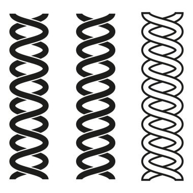 Çarpık çizgi simgeleri. Spiral şekilli üçlü. Vektör siyah formlar. Geometrik simetri seti. EPS 10.