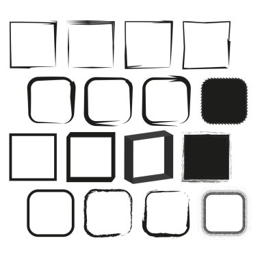 Minimalist kare çerçeveler. Soyut Vektör çizgileri. Geometrik temiz şekiller. Modern boş sınırlar. EPS 10.