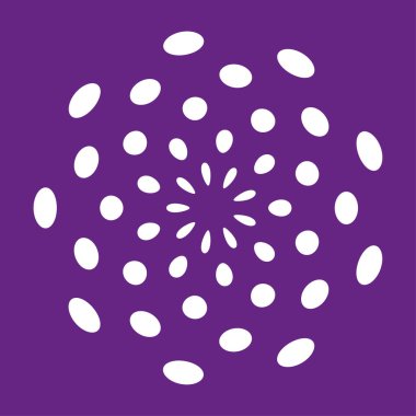 Beyaz yaprak düzeni. Mor arka plan tasarımı. Radyal noktalı vektör. Soyut çiçek. EPS 10.