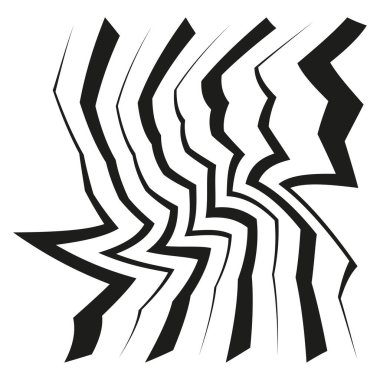 Zigzag dalga ikonu. Soyut siyah şekil. Kavisli geometri figürü. Vektör beyaz arka plan. EPS 10.