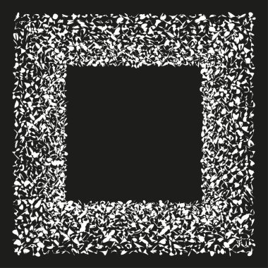 Kare nokta simgesi. Beyaz benekli sınır. Soyut siyah şekil. Vektör simetrik formu. EPS 10.