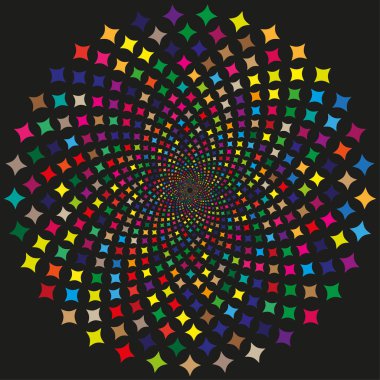 Çok renkli noktalar karesi. Parçacık dizisi kalıbı. Vektör noktası matrisi. Renkli geometrik düzenleme. EPS 10.