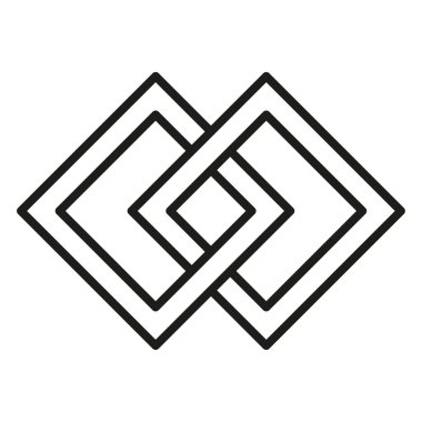 Birbirine dolanmış kare simgesi. Geometrik düğüm sembolü. Soyut çizgi sanatı. Modern vektör amblemi. EPS 10.
