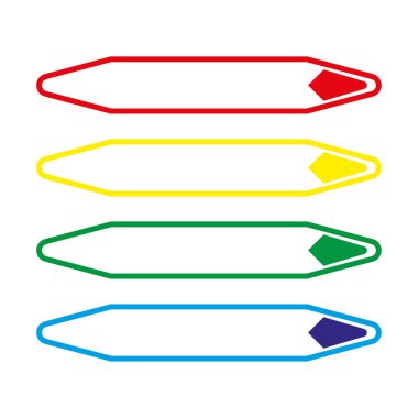 Ok simgesi tasarımı. Renkli yön sembolü. Kalın vektör deseni. Kılavuz çizgisi çizimi. EPS 10.