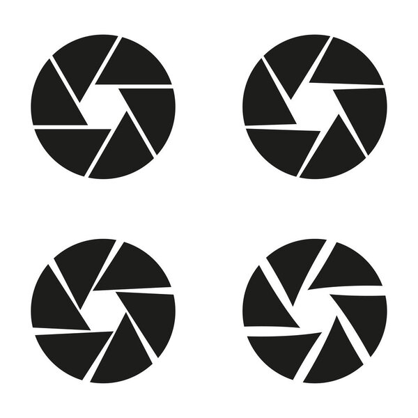 Camera aperture icon. Photo lens element. Shutter iris Vector. Photography focus symbol. EPS 10.