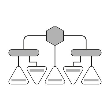 Diyagram simgesi tasarımı. Ağ düğümü sembolü. Siyah dış hat vektörü. Teknik akış illüstrasyonu. EPS 10.