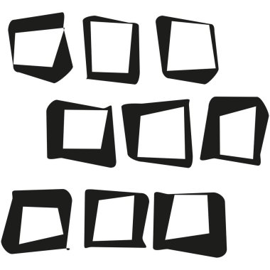 Kabataslak kare çerçeveler. Kusurlu şekil koleksiyonu. Ayrılmış sınır vektörü. Elle çizilmiş element. EPS 10.