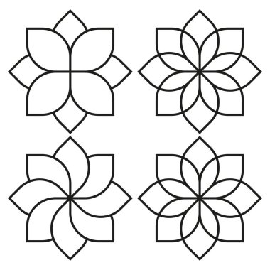 Geometrik şekiller desen. Çiçekli yıldız motifleri. Dekoratif dekoratif tasarım. Vektör illüstrasyon arka planı. EPS 10.