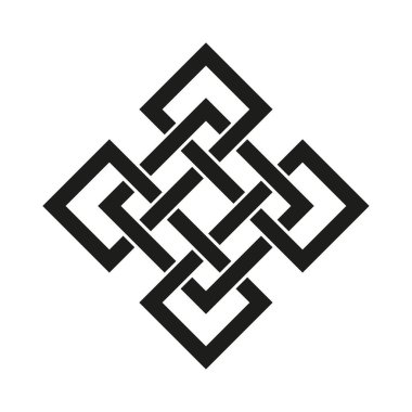 Cesur Kelt düğümü. Soyut sembolik form. Birbirine dolanmış doğrusal element. Vektör dekoratif çizim. EPS 10.