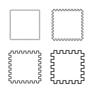 Kare çerçeve simgeleri. Piksel kenar değişkenleri. Geometrik ana hatlı vektör. Asgari şebeke şekilleri. EPS 10.