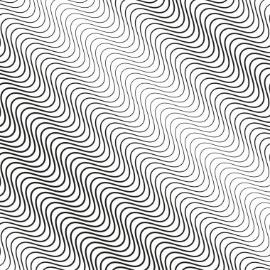 Dalgalı çizgi deseni. Soyut sıvı tasarımı. Monokrom dalgalanma dokusu. Vektör grafik çizimi. EPS 10.