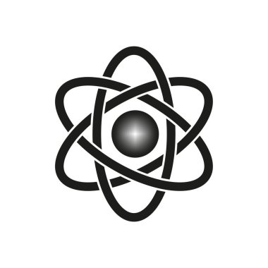 Atom sembolü simgesi. Nükleer yapı şekli. Vektör bilim elementi. Moleküler yörünge tasarımı. EPS 10.