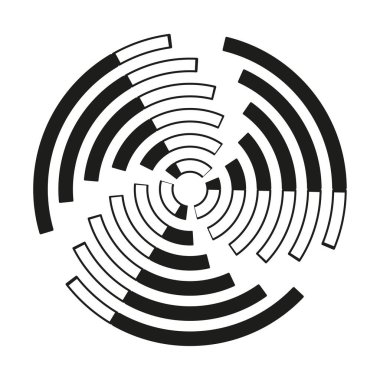 Çember ikon deseni. Siyah yüzük tasarımı. Geometrik girdap çizimi. Vektör dönüş sembolü. EPS 10.