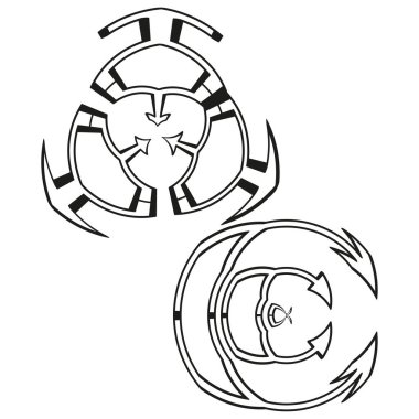 Bölünmüş halka sembolü. Rotary ark tasarımı. Geometrik daire vektörü. Dönen hareket amblemi. EPS 10.