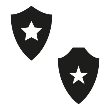 Kalkan yıldız simgeleri. Koruyucu rozet sembolü. Kraliyet muhafızı Vektör. Çift amblem seti. EPS 10.