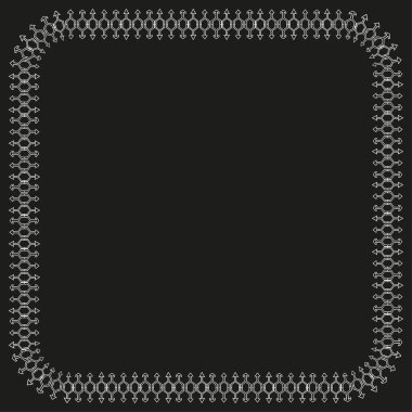 Noktalı kare çerçeveli. Piksel sınır tasarımı. Minimum Taslak Vektör. Siyah arka planda. EPS 10.