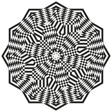 Çizgili rosette ikonu. Hipnotik radyal desen. Cesur optik vektör. Dinamik çizgili girdap. EPS 10.