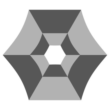 Altıgen soyut şekli. Geometrik gri form. Merkezi boşluk elementi. Vektör grafik tasarımı. EPS 10.