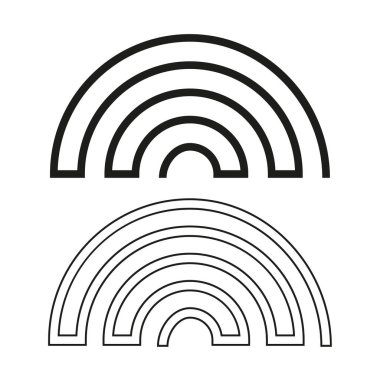 Gökkuşağı kemeri çizgisi. Yuvarlak şekil sembolü. Konsantrik yay vektörü. Basit doğrusal çizim. EPS 10.