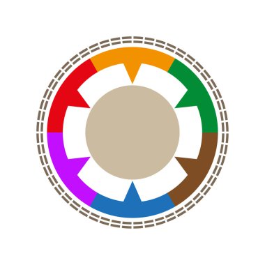 Renkli daire diyagramı. Süreç akış vektörü. Vites biçimi bölümleri. Parlak iş grafiği. EPS 10.