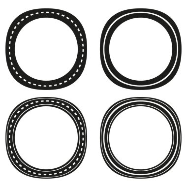 Dairesel çerçeve ayarlandı. Çevresel sınır şekilleri. Modern Vektör elementleri. Noktalı çizgi deseni. EPS 10.