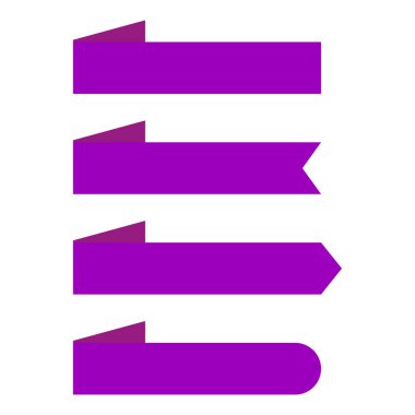 Mor kurdele pankartı. Düz şekil Vektör. Dekoratif çerçeve. Boş mesaj şeridi. EPS 10.