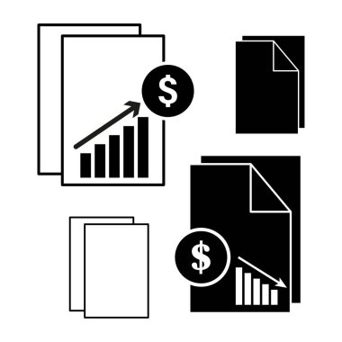 Finansal belge ayarlandı. Büyüme tabloları. Dolar işareti çemberi. Vekil iş evrakları. EPS 10.