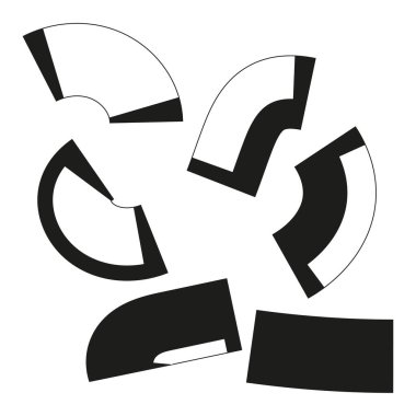 Soyut geometrik parçalar. Çember elementleri kırılmış. Dinamik şekil Vektörü. Yaratıcı kompozisyon sanatı. EPS 10.