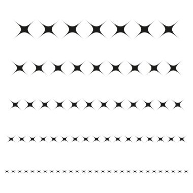 Yıldız bölme deseni. Noktalı çizgi vektörü. Yatay element ayarlandı. Minimalist sınır tasarımı. EPS 10.