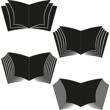 Kitap simgesini aç. Vektör sembolü okunuyor. Edebiyat grafik seti. Eğitim eğitimi illüstrasyonu. EPS 10.