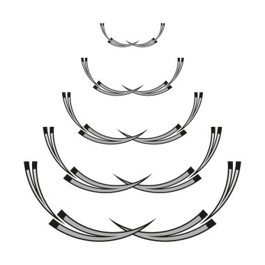 Soyut eğri çizgiler. Geometrik kavisli desen. Modern dekoratif öğeler. Vektör sanat grafiği. EPS 10.