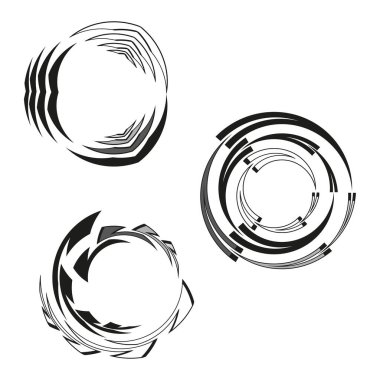 Soyut dairesel şekiller. Dinamik girdap elementleri. Modern eşmerkezli halkalar. Vektör sanat modeli. EPS 10.