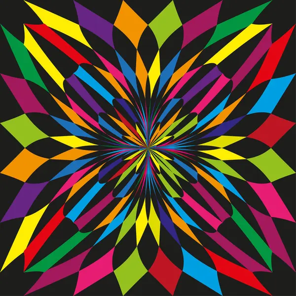 Radikal elmas desenli. Renkli yıldız patlaması tasarımı. Geometrik canlı çizim. Vektör soyut arkaplanı. EPS 10.